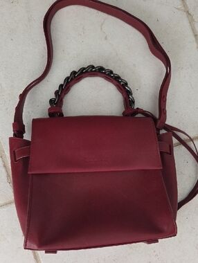 Elena Ghisellini NEW Structured Flap Shoulder Bag in Deep Wine